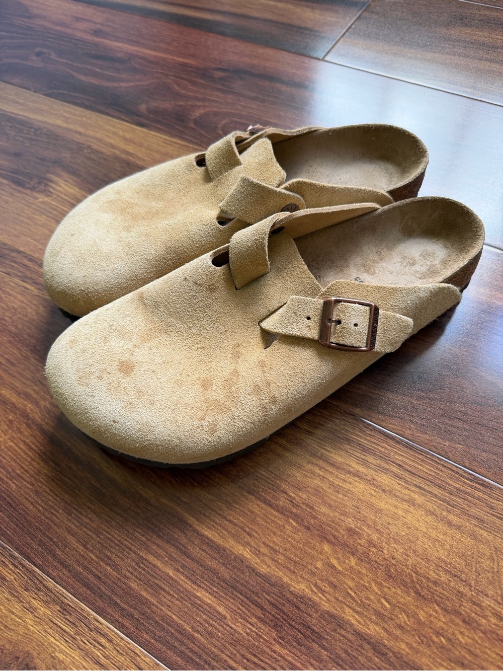 Birkenstock Boston Clogs Suede Tan Size 40 Womens 9/9.5 Mens 7/7.5